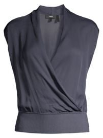 Theory - Draped Combo Silk Top at Saks Fifth Avenue